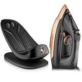 Bügeleisen 2200 Watt Profi Dampfbügeleisen, Keramik-Bügelsohle, Selbstreinigungs- & Sprühwasserfunktion, Antikalk, Tropfstopp Dampfbügeleisen (Schwarz)