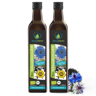 Sanus Natura Bio Schwarzkümmelöl 1000 ml (2x 500ml) ungefiltert kaltgepresst mühlenfrisch direkt vom Hersteller