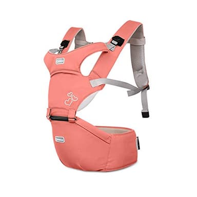 SONARIN Front Premium Hipseat Babytrage, Multifunktional, Ergonomisch, 100% Baumwolle, Schmetterlingsdrehschnalle, 6 Tragende Positionen,Angepasst an Ihr Kind wachsende,Ideal Geschenk(Rosa)