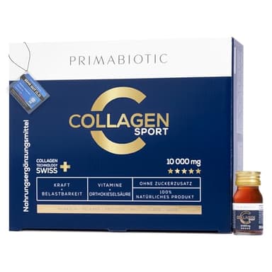 Kollagen Trinkampullen – Primabiotic Collagen Sport 10000 mg mit Orthokieselsäure | 30 Shots à 30 ml (900 ml) | Flüssiger High-Protein Drink | 45 kcal pro Portion | Für Aktive Menschen & Sportler
