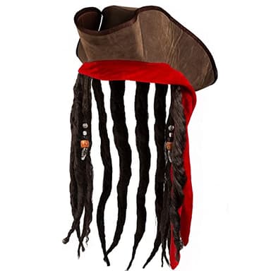 Boland 81938 - Hut Pirat Dirty Jack mit Kunsthaaren für Karneval und Mottoparty, Piraten Mütze, Seeräuber Hut, Zubehör für Kostüme