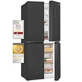 Exquisit Multidoor MD365-125-040D inoxlook-az | No-Frost | Nutzinhalt: 362 L | Schnellgefrieren | Alarm | ECO | 4-Sterne-Gefrieren