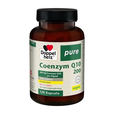 Doppelherz pure Coenzym Q10 200 mg pro Kapsel - Hochdosiert und nur einmal täglich - Pflanzliche Kapselhülle - vegan - 120 Kapseln