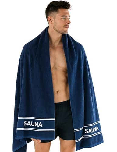 Morgenstern Saunahandtuch XXL 80x200 cm 100% Baumwolle Sauna Handtuch Badetuch Groß für Damen und Herren Frottee Oeko Tex Standard 100 Marine Blau