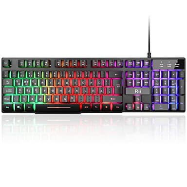 Rii Gaming Tastatur PC, RGB Tastatur kabelgebunden, Regenbogen Beleuchtete Tastatur LED, Gaming Keyboard ideal für Gamer|Büro(Deutsches Layout)