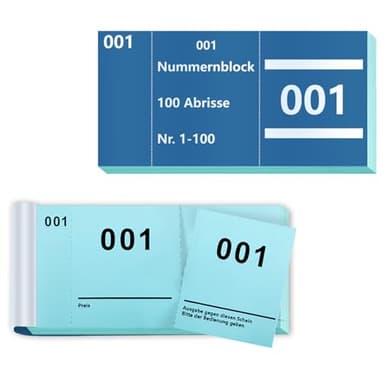 Doppelnummern 1-100Nummern Zahlen 5X10cm Nummernblock Nummernblöcke Tombola Doppelnummern Lose Nummerierte Abrisse Lose Tombola Nummernblock Papier Doppelnummernblock (Blau)