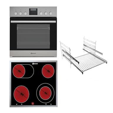 Bauknecht HEKO 500 Pyro - Herd-Kochfeld-Kombination/Einbau-Herd mit Display und Pyrolyse (65 l)/ Glaskeramik-Kochfeld (60 cm)/ 4 Kochzonen, davon 1 Bräter-ZweikreisKochzone, 1 DUO-ZweikreisKochzone