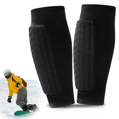 1Paar Schienbeinschoner Skifahren, Ski Schienbeinschoner, Ski Guard Shindefender Shin Guards, Atmungsaktiv & rutschfest, Anti-Rutsch-Silikonstreifen & 360° Stabilität, für Fussball, Ski(A)