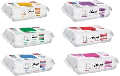 6 x Sleepy Easy Clean Set – à 100 Tücher (Grün, Blau, Gelb, Kirschblüte, Lilienbouquet, Orchideengarten) – Für Küche, Bad & alle Oberflächen+ HeartGlobal® Versandschutz