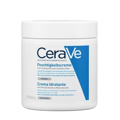 CeraVe Feuchtigkeitscreme für Körper und Gesicht, Creme für trockene bis sehr trockene Haut, Mit Hyaluron und 3 essenziellen Ceramiden, Auch bei Neurodermitis und für Allergiker, 542 g