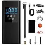 150PSI Elektrische Luftpumpe, 6000mAh Akku Kompressor Mini Tragbare Fahrradpumpe für Reifen mit 4 Düsen für Auto Fahrrad Motorrad Bälle