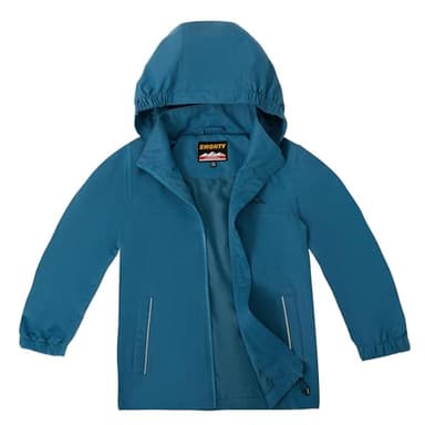SMONTY Kinder Regenjacke Winddicht und Wasserdicht mit Kapuze Softshelljacke Jungen Mädchen Outdoorjacke Atmungsaktiv zum Wandern, Radfahren und Laufen(Blau, 134-140)