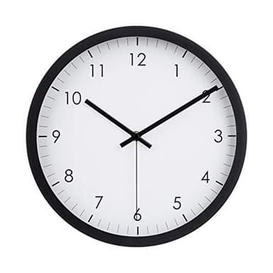 Amazon Basics Klassische 30 cm Leicht Ablesbare Lautlose Batteriebetriebene Runde Wanduhr, Schwarz