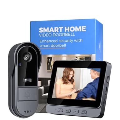 Winnes 1080P Video Türklingel mit Kamera kabellos, Sofort einsatzbereit, Zwei-Wege-Gespräch, Nachtversion,170° Weitwinkel, IP65 wasserdicht, Smart Video-Türsprechanlage kein Abonnement, kein APP