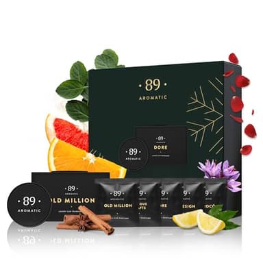 Aromatic •89• Autoduft Lüftungsclip Geschenkset 12 Monate – Auto Duft Innenraum & Lufterfrischer mit 12 Nachfüllkapseln – Auto Parfum & Lufterfrischer, entfernt Rauch & Tiergerüche