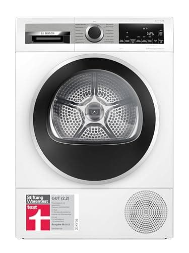 Bosch WQG235D00, Stiftung Warentest GUT (2,2)*, Serie 6, Wärmepumpentrockner 8 kg, Schneller getrocknete Wäsche, Auto Dry, Option Halbe Beladung, Sensitive Drying-System, Selbstreinigender Kondensator