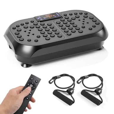 Vibrationsplatte 4D, 120 Intensitätsstufen, 6 Trainingsprogramme, Fitnessgeräte für Zuhause, Ganzkörpertraining, Muskelaufbau ,Massagegerät, Sportgerät mit Bluetooth Lautsprecher (Schwarz)