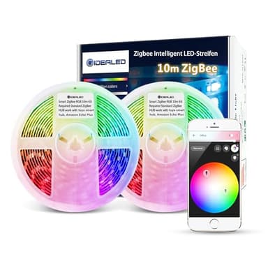 GIDEALED 10m ZigBee RGB Streifen Smart Dimmbar Kit Arbeiten Sie mit HuB Bridge,Tuya Gateway,ZigBee Hub Required und Echo Plus für APP/Alexa Sprachsteuerung LightStrips Ambiance lighting