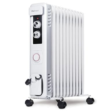 Pro Breeze 2500W Ölradiator mit 11 Heizrippen, Elektrischer Heizkörper, 24h Timer, Ölradiator energiesparend, 3 Heizstufen, Einstellbares Thermostat & Sicherheitsabschaltfunktion - weiß