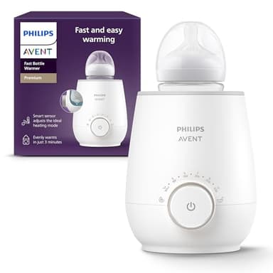 Philips Avent Schneller Premium-Fläschchenwärmer, mit intelligenter Temperaturregelung, Wasserbadtechnologie, automatischer Abschaltung, Modell SCF358/00