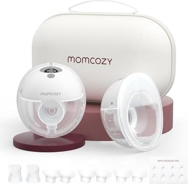 Momcozy M5 Milchpumpe Elektrisch, Tragbar Freihändig Doppelmilchpumpe, Doppelt Abgedichteter Flansch Mit 3 Modi und 9 Stufen, 24 mm (2, Grau)