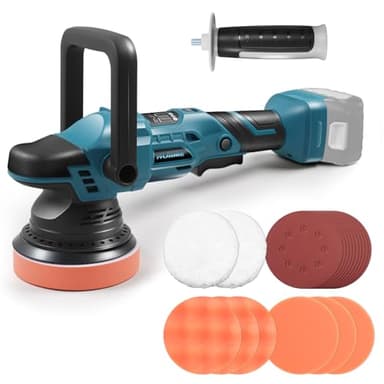 Akku Poliermaschine, 6 Geschwindigkeit Auto Poliermaschine, 5200RPM 5 Zoll Kabellos Poliermaschine 21pcs,125mm exzentrisches Poliermaschine für Wachsen/Autodetaillierung, für Ma-kita 18V (ohne Akku)