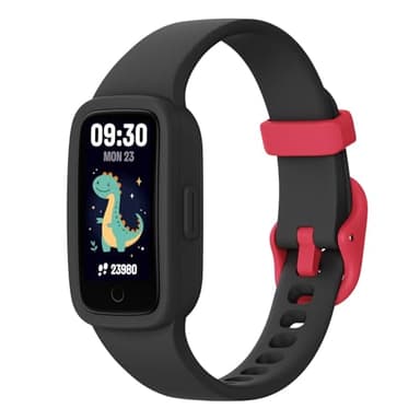 BIGGERFIVE Vigor 3 Kinder Fitness Armband Uhr mit AMOLED Display ohne App & ohne Smartphone, 3ATM wasserdicht, Pulsuhr, Schlaftracker Fitnessuhr, Sportuhr Schrittzähler für Kinder 5-12 Jahre, Schwarz