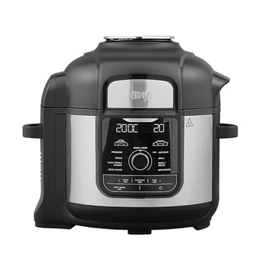 Ninja Foodi MAX Multikocher, 7,5L, 9-in-1 Multicooker, Pressure Cooker Schnellkochen, Air fryer Heißluftfrittieren, Slow Cooker Langsamkochen, Grillen und mehr, gebürsteter Stahl & Schwarz, OP500EU