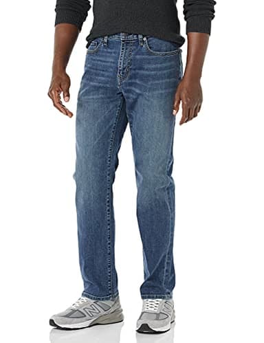 Amazon Essentials Herren Jeans mit gerader Passform und hohem Stretchanteil - Auslauffarben, Mittlere Waschung, 34W / 32L
