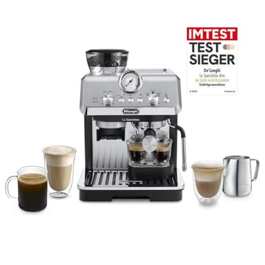 De'Longhi Siebträgermaschine La Specialista Arte EC9155.MB, Espressomaschine mit Mahlwerk, 8 Mahlgrade, 15 Bar, 3 Temperaturen, Milchschaumdüse, 1550W, 1,7L Tank, Edelstahl/Schwarz inkl. Barista-Kit