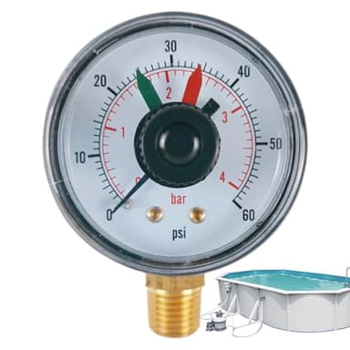 Druckmessgerät Für Poolfilter | 0-4 BAR Sandfilter Meter,Radiale Befestigung, Wasserdichte Tester Mit Zweifarbiger Zeiger Für Spa Schwimmbad Wasserpumpe