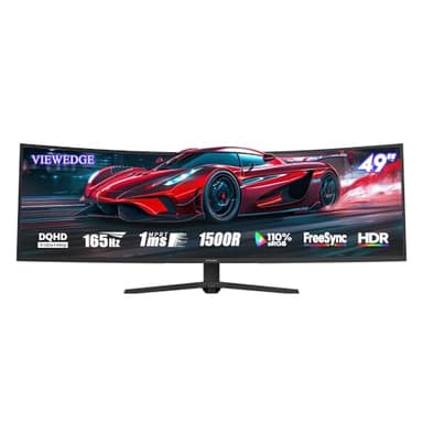 Viewedge 49 Zoll Curved Ultrawide Gaming Monitor 160 Hz, 1 ms, 32:9 DQHD 5120 × 1440, R1500, 110% sRGB, DisplayPort, HDMI, Unterstützung für Crosshair und Wandmontage