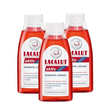 LACALUT aktiv Mundspül-Lösung 3er-Pack (3x300ml) – Medizinisches Mundwasser - Schützt das Zahnfleisch, erfrischt den Atem