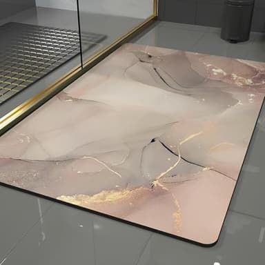 Pinkrin Diatomite Stone Bath Mat - Weiche und Bequeme, extrem saugfähige Badematte Stein, perfekte Anti-Rutsch Kieselgur Badematte, passend für Verschiedene Wohnstile