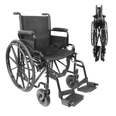 PEPE Mobility Rollstuhl Selbstfahrer, Faltbar, Stahlrahmen 17,5 kg, Klappbare Armlehnen, Abnehmbare höhenverstellbare Fußstützen, Pannensichere Räder, Sicherheitsgurt, Für Erwachsene und Senioren