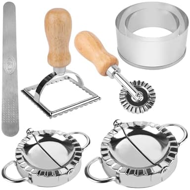 Ezydka Ravioli Former Set 7 Stück Ravioli Maker, Edelstahl Dumpling Maker Teigtaschenformer Mit Ravioli Ausstecher und Teigrädchen für Dumpling Ravioli machen