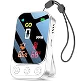 YOJOCK Kohlenmonoxidmelder mit intelligenter Alarmfunktion, 3-in-1 CO Melder Feuchtigkeit/Temperatur/Kohlenmonoxid-Konzentration, tragbarer aufladbarer CO Warner für Haushalt/Wohnmobil/Camping (white)