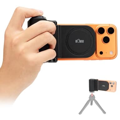 KIWIFOTOS Magnetischer Smartphone Handle Grip, Handy Capgrip mit Abnehmbarer Bluetooth-Fernbedienung - Unterstützt USB-C-Aufladung, Smartphone Grip mit 1/4"-Gewinde für iPhone Android Shooting