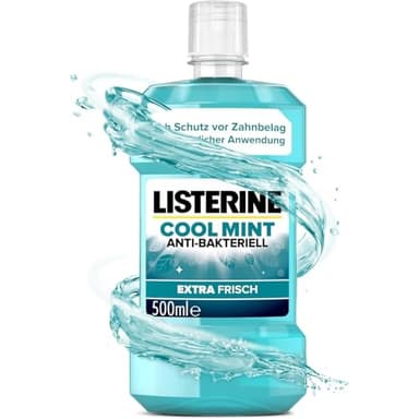 LISTERINE Cool Mint 500 ml, antibakterielle Mundspülung mit ätherischen Ölen und Minzgeschmack, Mundwasser bekämpft wirksam Bakterien im Mundraum, optimale Ergänzung zur täglichen Zahnpflege