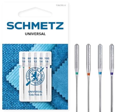 SCHMETZ | 5 Nähmaschinennadeln | Universal | 130/705 H | Nadeldicke 70/10-100/16 | auf jeder gängigen Haushaltsnähmaschine einsetzbar