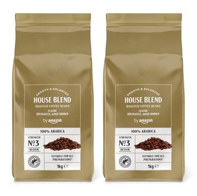 by Amazon Kaffeebohnen, Mittlere Röstung, 100% Arabica, Amaretto, 2kg (2 Packungen mit 1kg)