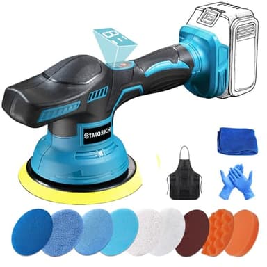 Poliermaschine Auto für Makita 18V, 12 pcs Auto poliermaschinen Set, Polishing Schnurlose Poliermaschine 6-Zoll-Autopolierer mit 8 Variablen Geschwindigkeiten für Wachsen/Autodetaillierung (Ohne Akku)