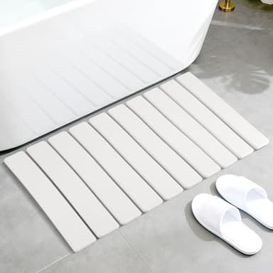 STFALI Stone Bath Mat 39 * 60cm, Badematte Stein, Bathroom Mat, Schnell Trocknend, Kann So In Der Küche Verwendet Werden Kann Halle, Zusammenklappbar für die Lagerung,Abtropfmatte Geschirr (Weiß)