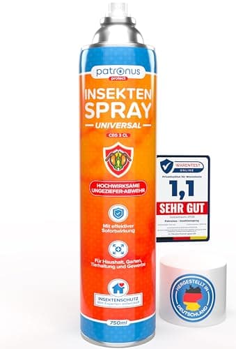 Patronus Insektenspray Universal für Wohnung mit Sofortschutz 750 ml zur Abwehr von zahlreichen Insekten - Hochwirksames Ungeziefer-Spray mit dezentem Zitrusduft, Aus deutscher Produktion