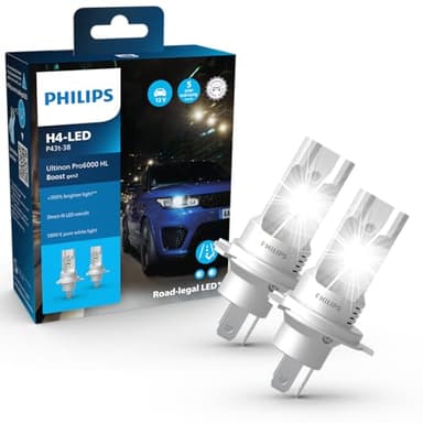 Philips Ultinon Pro6000 Boost gen2 Direct-fit H4-LED Scheinwerferlampe mit Straßenzulassung*, +300% helleres Licht**