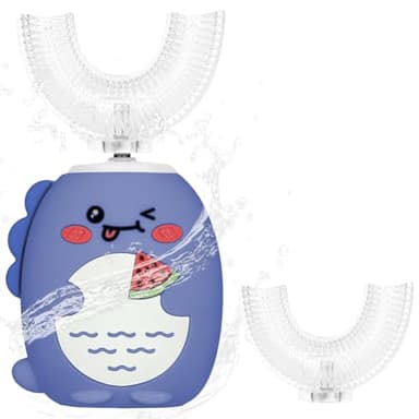 Vicloon Kinder Ultraschall Zahnbürste, 360° Automatische Elektrische Zahnbürste, Zahnbürste U Förmige mit 2 Bürstenkopf, Ultraschallzahnbürste für Jungen und Mädchen(Blau)