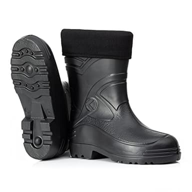 CLIMBR Ultraleichte gefütterte Gummistiefel Herren EVA Thermo 40-49 warme Kurzschaft Winter Arbeitsstiefel mit Futter (Schwarz, 42)