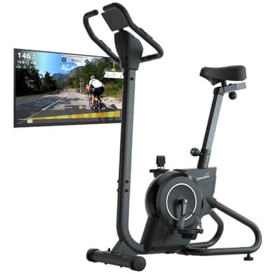 Skandika Heimtrainer Fahrrad Cykling P6-H | Trainingsrad für zuhause, 32 Widerstandsstufen, Handpulssensoren, Bluetooth, Hometrainer Ergometer, Trimmrad, Indoor Bike für Cardio, Sport und Fitness
