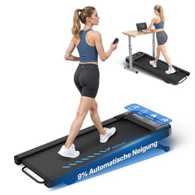 MERACH Walking Pad,Laufband Für Zuhause mit 9% Automatischer Steigung,1-6KM/H Laufbänder,2.5PS Laufband Schreibtisch für den Heim- und Bürogebrauch,Geräuscharme Laufbände bis 120kg,APP&Fernbedienung