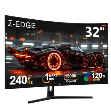 Z-Edge 32 Zoll Curved Gaming Monitor 240Hz 1ms MPRT Full HD LED Monitor, 16:9 1500R Curved Bildschirm, 280cd/m² Helligkeit, Freesync, DisplayPort 1.4 & HDMI 2.0